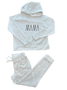 Rae Dunn gray soft cozy “MAMA” tracksuit hoodie and matching joggers NWT small